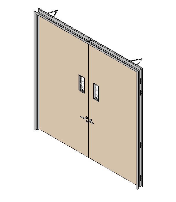 Two Hour Fire Rated Door Double Leaf Solid Vision Panel Rectangle - 3 Meter