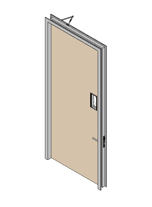 Two Hour Fire Rated Door Single Leaf Solid Vision Panel Rectangle - 3 Meter