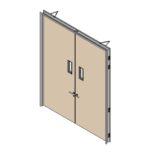 One Hour Fire Rated Door Double Leaf Vision Panel Rectangle - 3 Meter