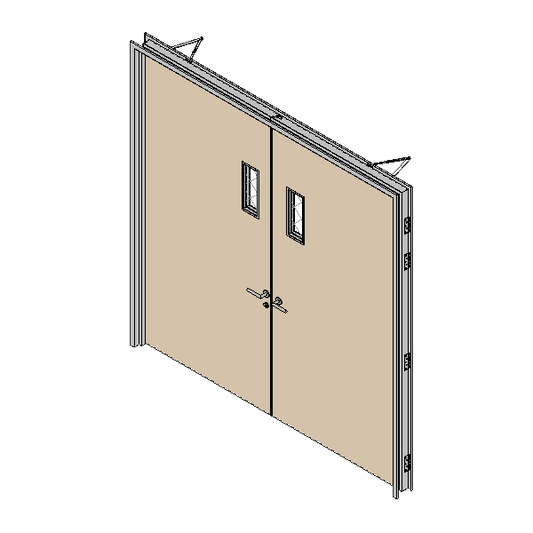 Two Hour Fire Rated Door Double Leaf Solid Vision Panel Rectangle