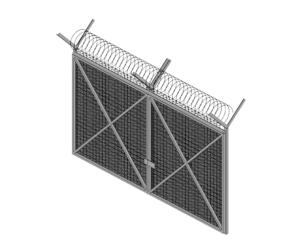 Mesh Grille Swing Gate Double Barbed Wire