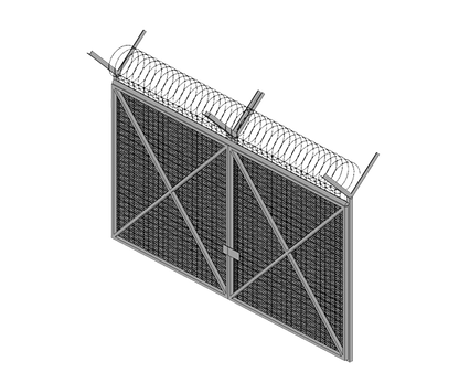 Mesh Grille Swing Gate Double Barbed Wire