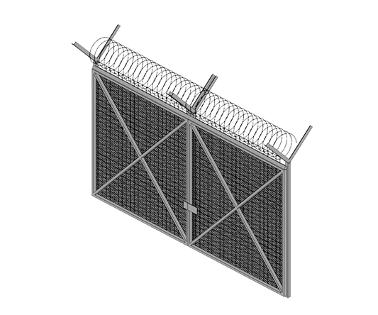 Mesh Grille Swing Gate Double Barbed Wire