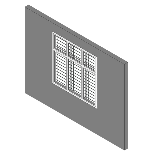 3-Panel Casement Window with Grille