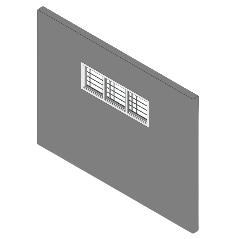 3-Panel Top Hung Window with Grille