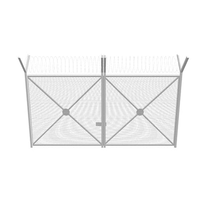 Mesh Grille Swing Gate Double Barbed Wire